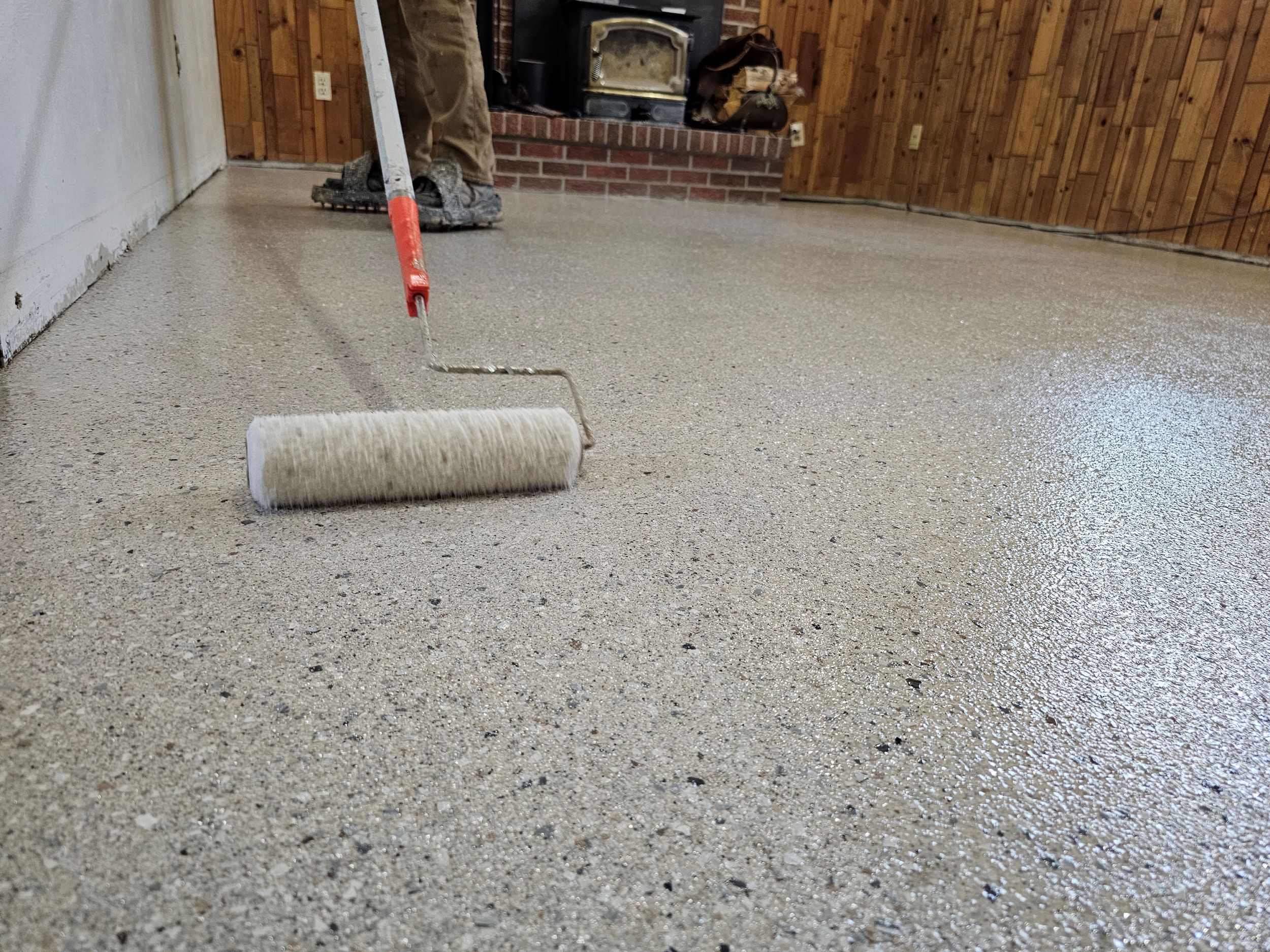 Applying polyaspartic top coat