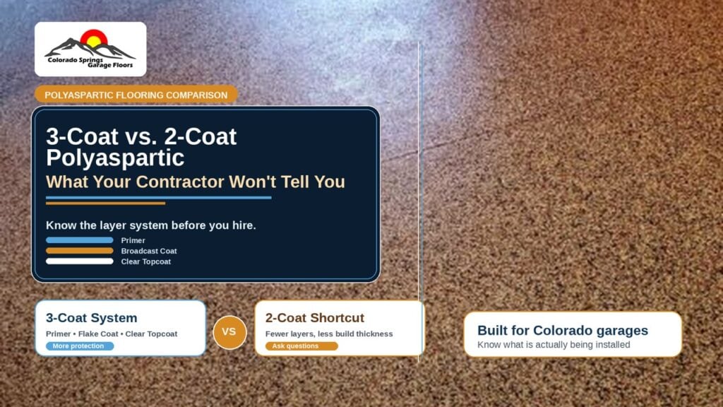 3-coat vs 2-coat polyaspartic garage floor coating comparison by Colorado Springs Garage Floors.