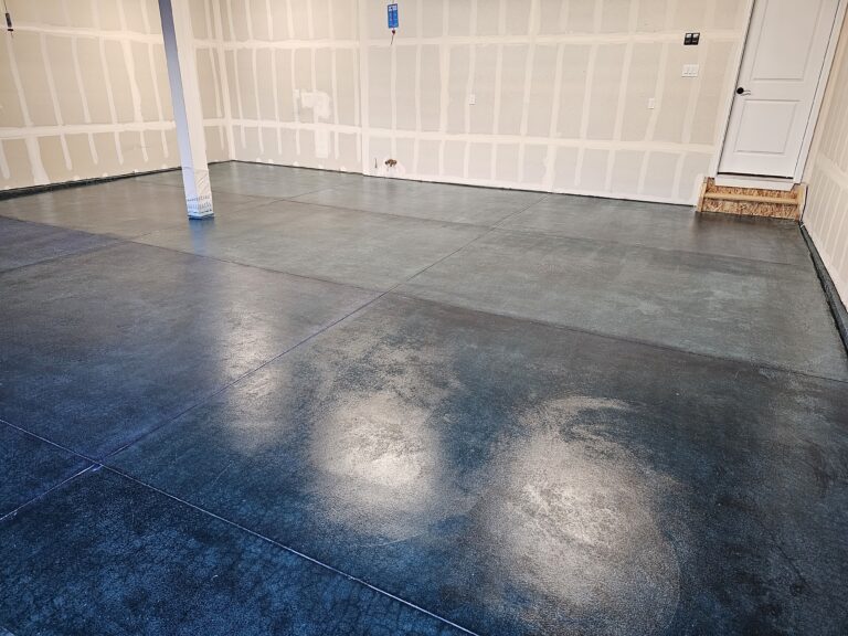 stained garage floor done