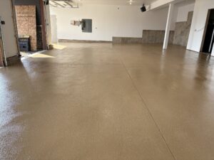 1885 Square Foot Shop, Finished in Custom Mocha Pigment Polyaspartic Coating, Located in Alma Colorado Custom Polyaspartic Floor Coating