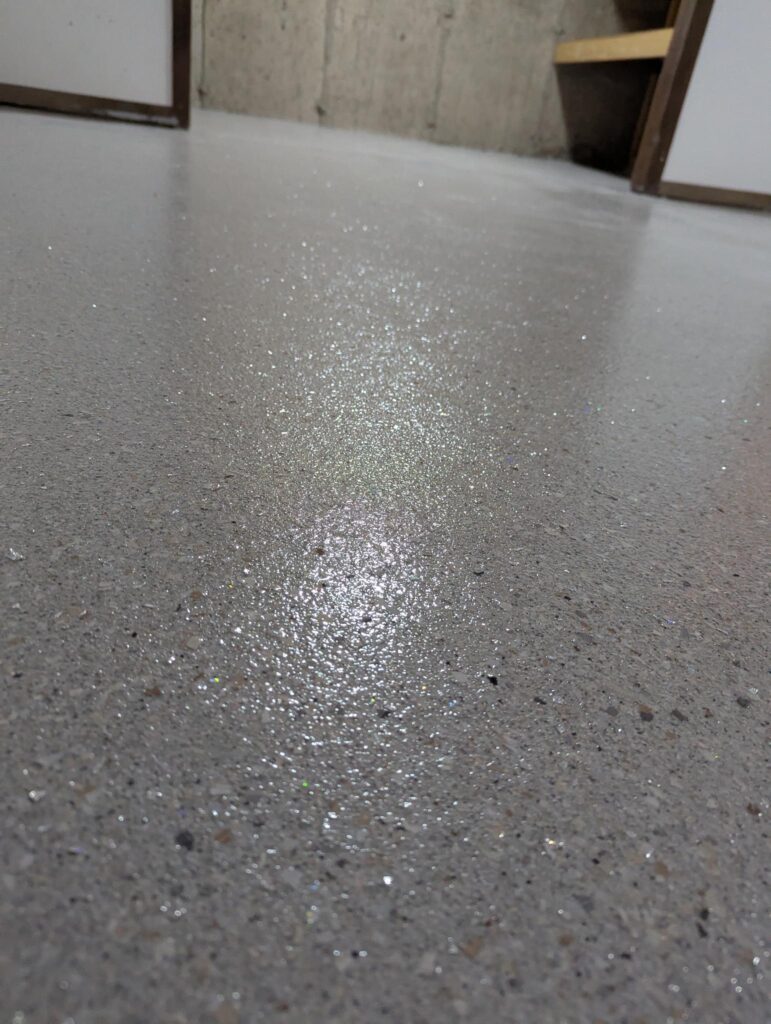 Basement Finished in Flintstone Polished Concrete Collection