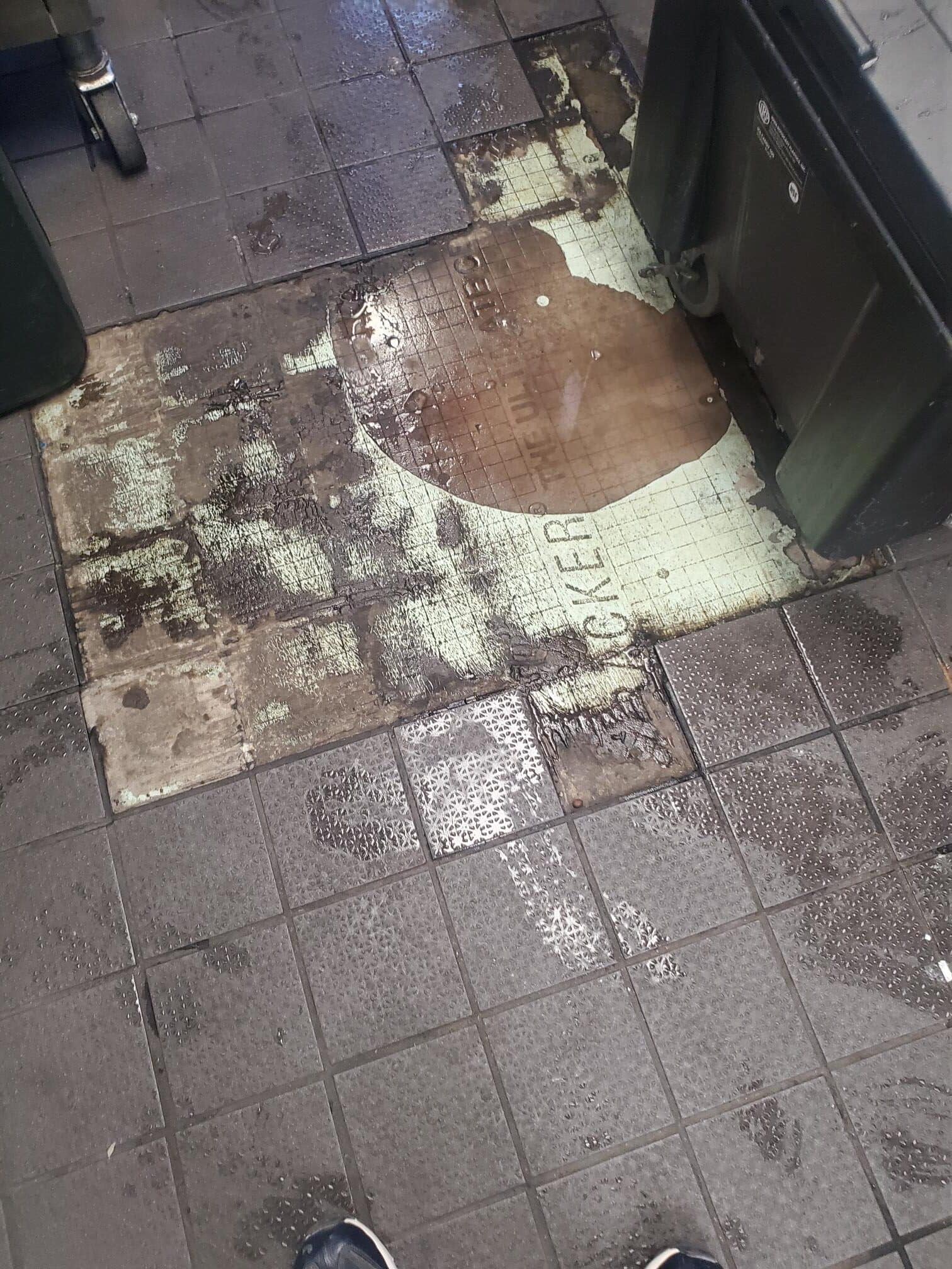 Colorado Springs coffee shop commercial kitchen floor before polyaspartic floor coating installation